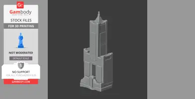 3D model of Tuntex Sky Tower, featuring a detailed, tiered design with a pointed top for printing.