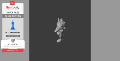 A 3D model of an anthropomorphic animal character standing upright, designed for 3D printing.