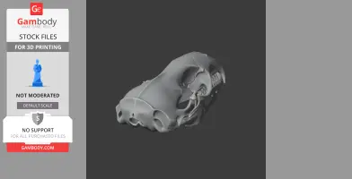 3D model of a detailed leopard seal skull for 3D printing, displayed on a dark background.