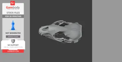 3D model of a leopard seal skull, viewed from the side, suitable for 3D printing.