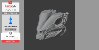 3D model of a fossilized Leptailurus skull, detailed and ready for printing.