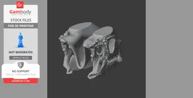 3D model of a Leptailurus fossil skull, showing detailed bone structure for printing.