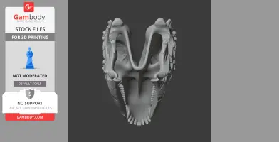 3D model of a Leptailurus fossil skull, viewed from the underside, for 3D printing.