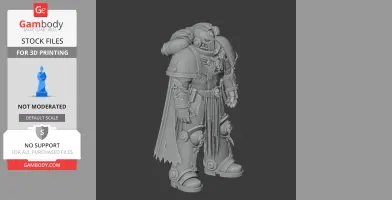 Detailed sci-fi armored warrior figurine in cloak and intricate gear, ready for 3D printing.