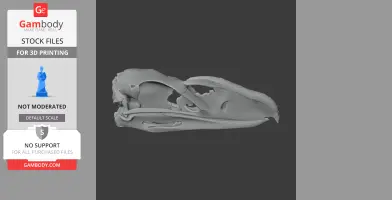 3D model of a Llallawavis scagliai skull, side view, designed for 3D printing.
