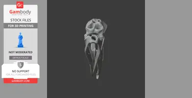 3D model of a Llallawavis scagliai skull, designed for 3D printing, shown in a neutral gray.