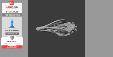 3D model of a llama skull replica designed for 3D printing, displayed on a dark background.