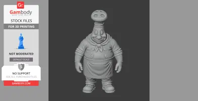 3D model of Chef Saltbaker from Cuphead, wearing a chef outfit with a tall, round hat.