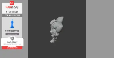 A 3D model of a stylized character from Brawl Stars, designed for 3D printing, displayed from a side angle.