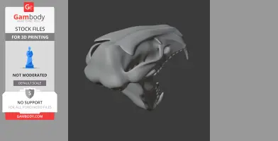 3D model of a lynx skull, showcasing detailed bone structure for 3D printing.