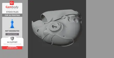 3D model of a Major Mitchell's Cockatoo skull, detailed for 3D printing, gray and textured.