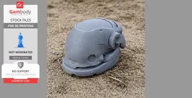 A 3D-printed Major Mitchell's Cockatoo skull replica on a sandy surface.