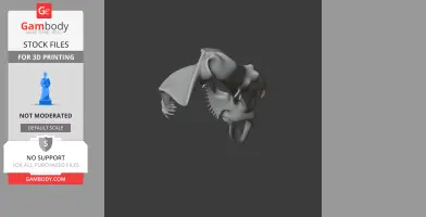 3D model of a mako shark skull displayed on a dark background, ideal for 3D printing.