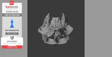 3D model of a mandrill skull, featuring prominent teeth and detailed bone structure for printing.