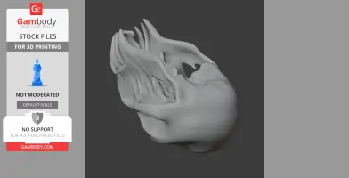 3D model of a detailed mandrill skull replica, designed for 3D printing, displayed on a dark background.