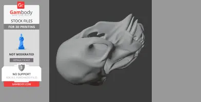 3D model of a detailed mandrill skull, intended for 3D printing.