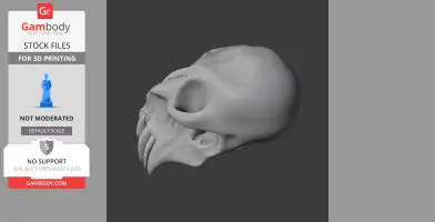 3D model of a mandrill skull, side view, showcasing detailed features and contours.