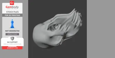 Stylized mandrill skull 3D model, smooth surface with elongated facial features, viewed from the side.