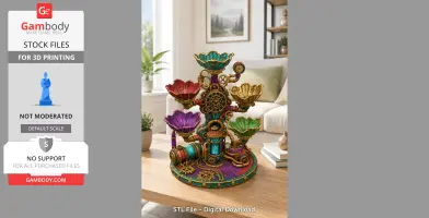Colorful steampunk bowl organizer with gears and clockwork, designed for 3D printing.