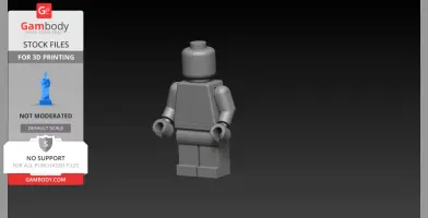 Gray Lego-style figure model, no details, for 3D printing.