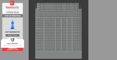 A 3D model of a detailed architectural tower with a grid-like window structure, ready for 3D printing.