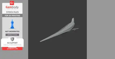 A sleek, stylized 3D model of a prehistoric cicadabird designed for 3D printing.