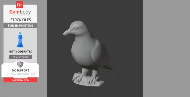 A 3D model of a prehistoric-style pigeon standing on a base, designed for 3D printing.
