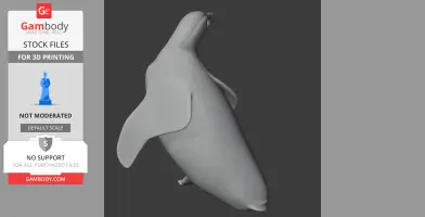 A 3D model of an African Penguin in a smooth, neutral pose, designed for 3D printing.