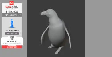 A 3D model of an African penguin, designed for 3D printing, in a neutral stance.