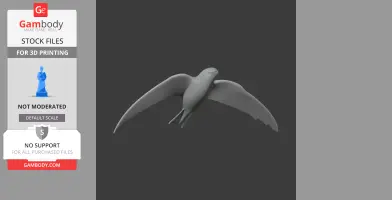 3D model of a prehistoric bird with outstretched wings, designed for 3D printing.