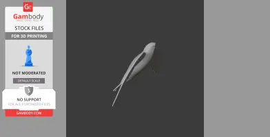 A streamlined 3D model of a bird, resembling a prehistoric Alpine Swift, suitable for 3D printing.