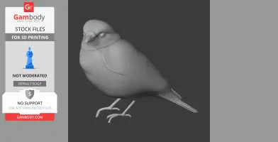3D model of a rock thrush bird, textured and posed for 3D printing.