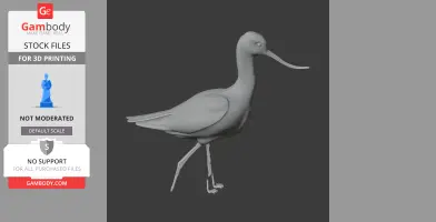 3D model of an American avocet bird, depicted in a standing pose, for 3D printing.