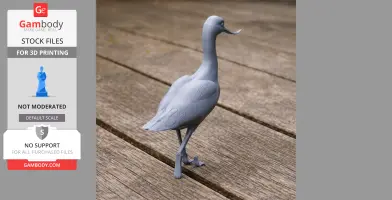 A 3D-printed model of a bird, standing on wooden planks, resembling an American avocet.