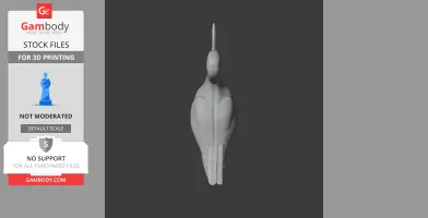 Front view of a smooth 3D model of a bird for printing, showing head and body details.