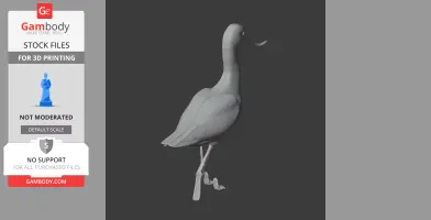 A 3D model of an American avocet, standing tall with a slender body and curved bill.