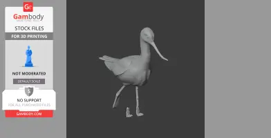 3D model of an American avocet with a long, curved beak and slender legs, designed for 3D printing.