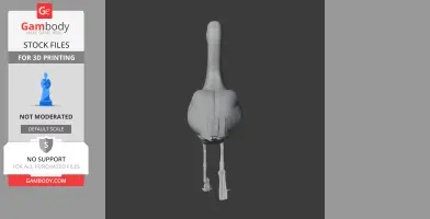 3D model of a bird-like structure with a long neck and legs, viewed from the front.