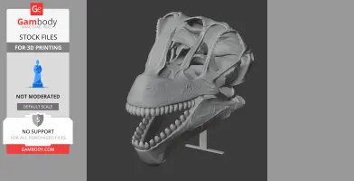Detailed 3D model of an Achillesaurus skull, with open jaws and visible skeletal structure.
