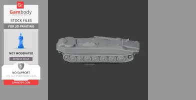 3D model of a tank with detailed tracks and a streamlined, modern design on a dark background.