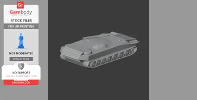 3D model of a streamlined tank with a smooth turret and detailed tracks.
