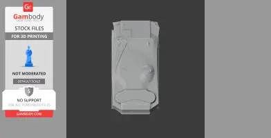 Gray 3D model of a tank component, viewed from above, for 3D printing.