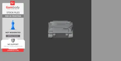 A 3D model of a tank viewed from the front, designed for 3D printing.