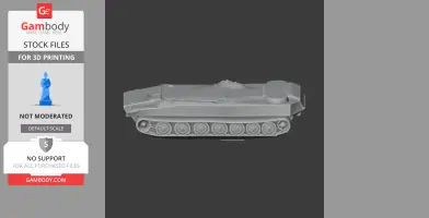 Gray 3D model of a tank, side view, designed for 3D printing, from Gambody.