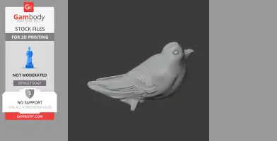 3D model of a perched bird, likely an American black swift, designed for 3D printing.
