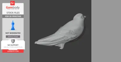 A 3D model of a bird with detailed feathers, suitable for 3D printing.
