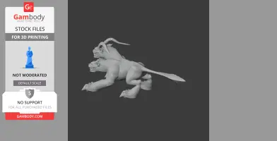 Three-headed Cerberus figurine in a dynamic pose, designed for 3D printing.