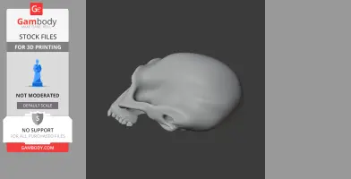 3D model of an Albertonykus skull replica for 3D printing on a dark background.