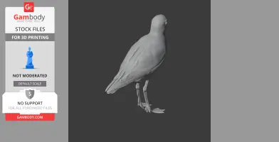 3D model of a bird resembling an American golden plover, designed for 3D printing.