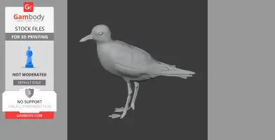 3D model of a bird resembling an American golden plover, designed for 3D printing.